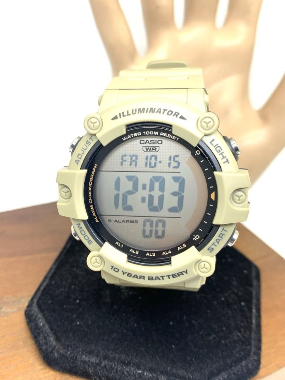 Casio Men's Watch AE1500WH Illuminator 46mm Khaki Resin Quartz Digital 3502